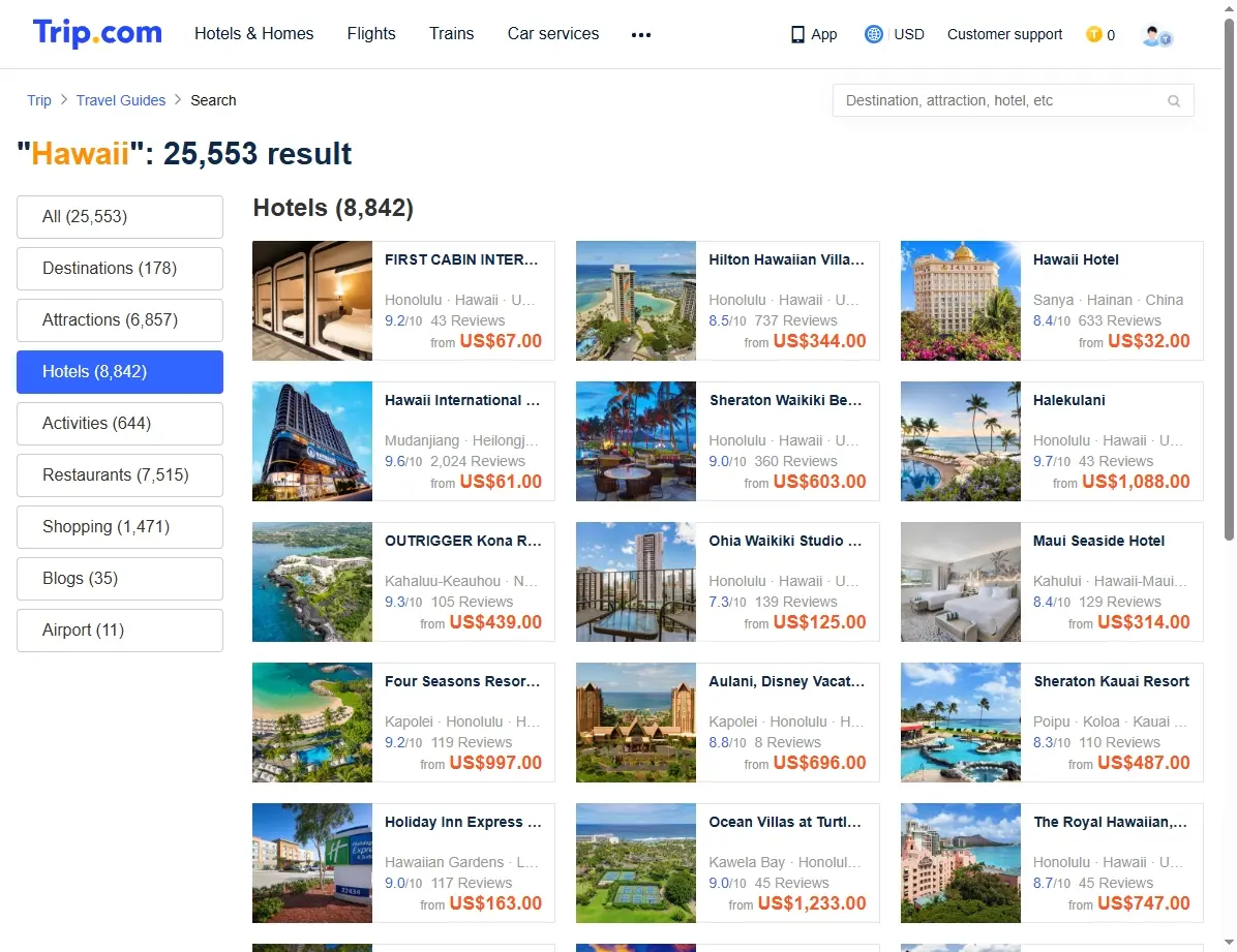 Übersicht der besten Hotel-Deals auf Hawaii