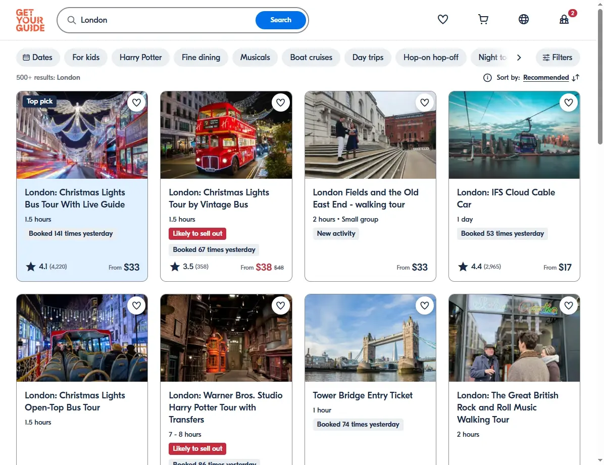 Angebote für Sightseeing Touren und Aktivitäten in London