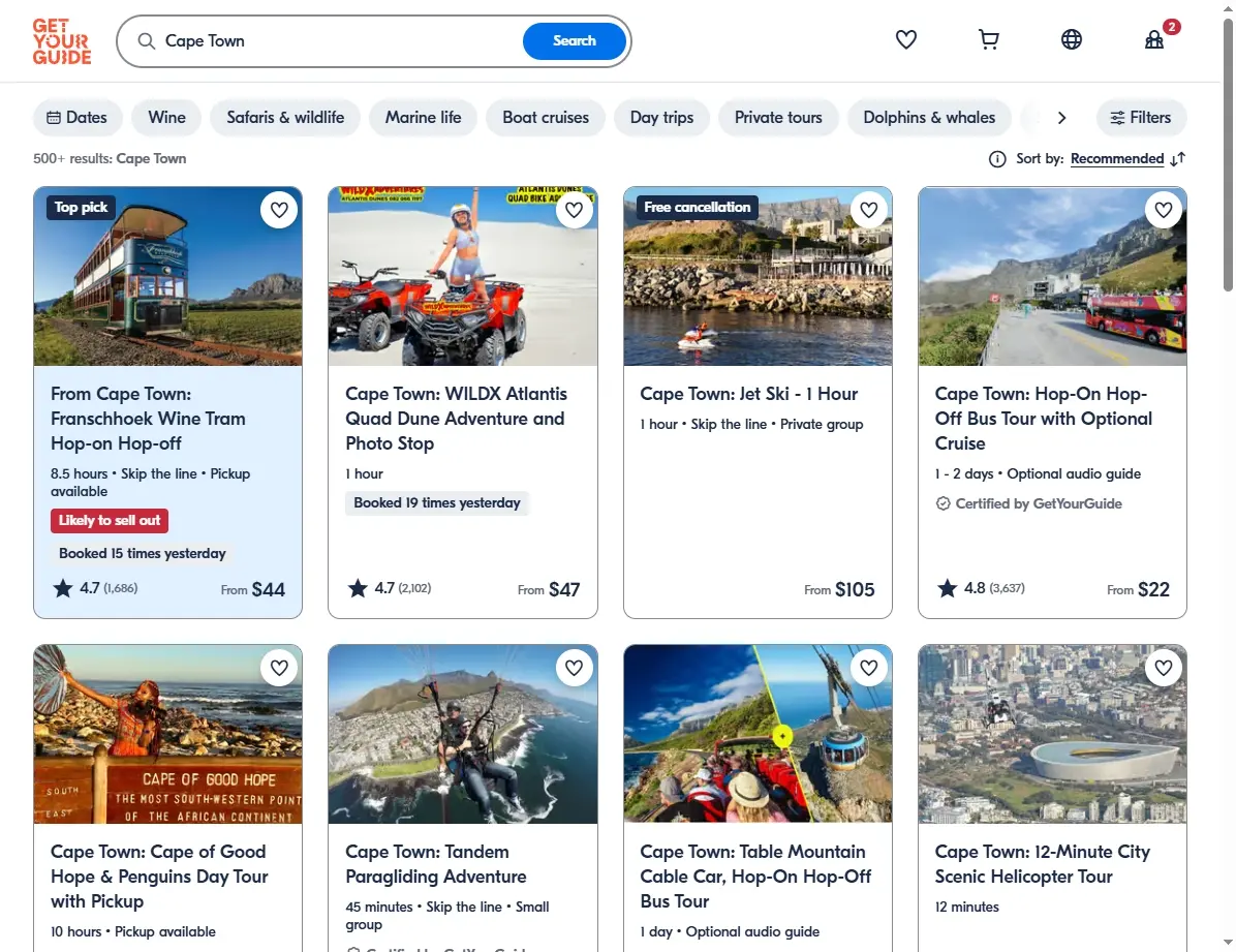 Kapstadt Aktivitäten Screenshot
