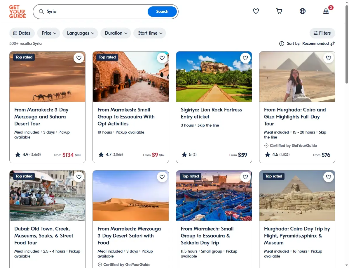 Aktivitäten in Syrien auf GetYourGuide