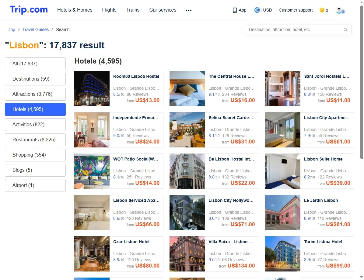 Übernachtungsangebote für Lissabon auf Trip.com