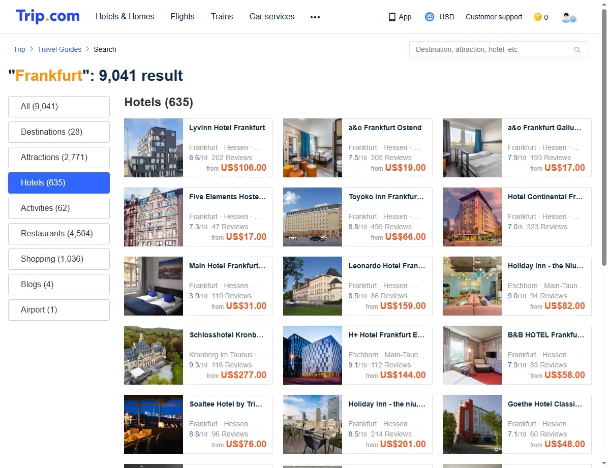 Hotelsuche für die Flugdestination