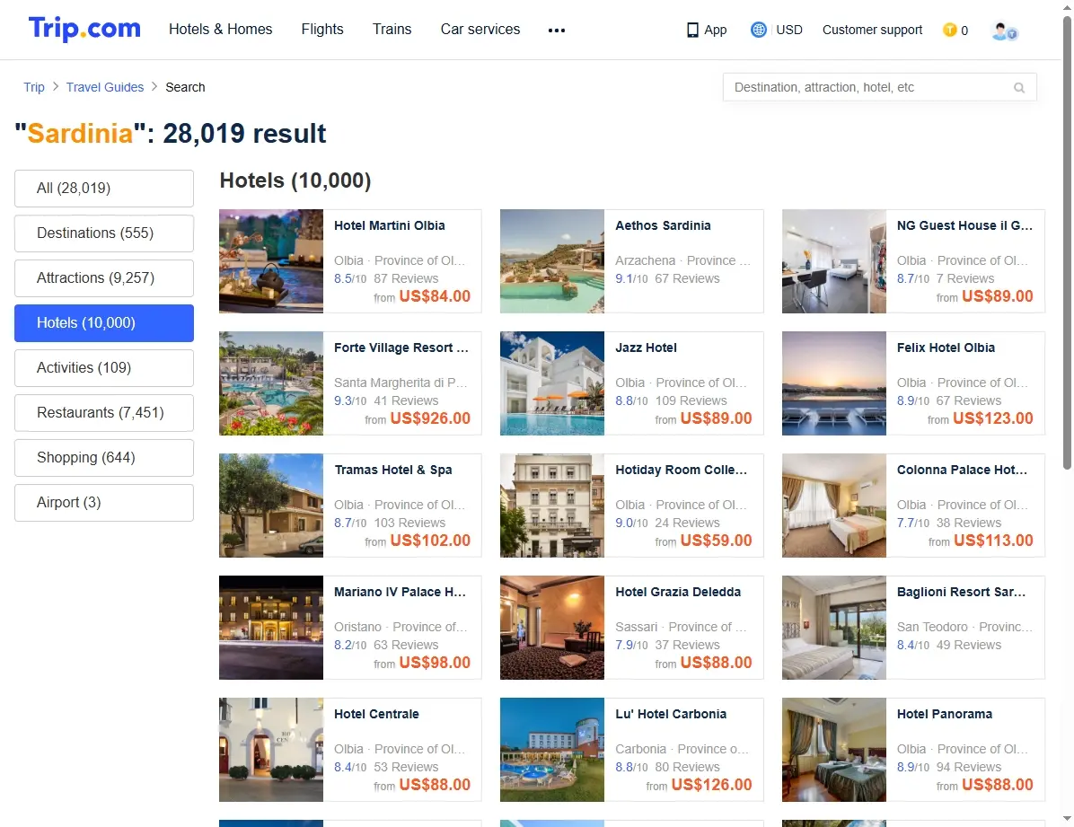 Hotelangebote Sardinien Screenshot