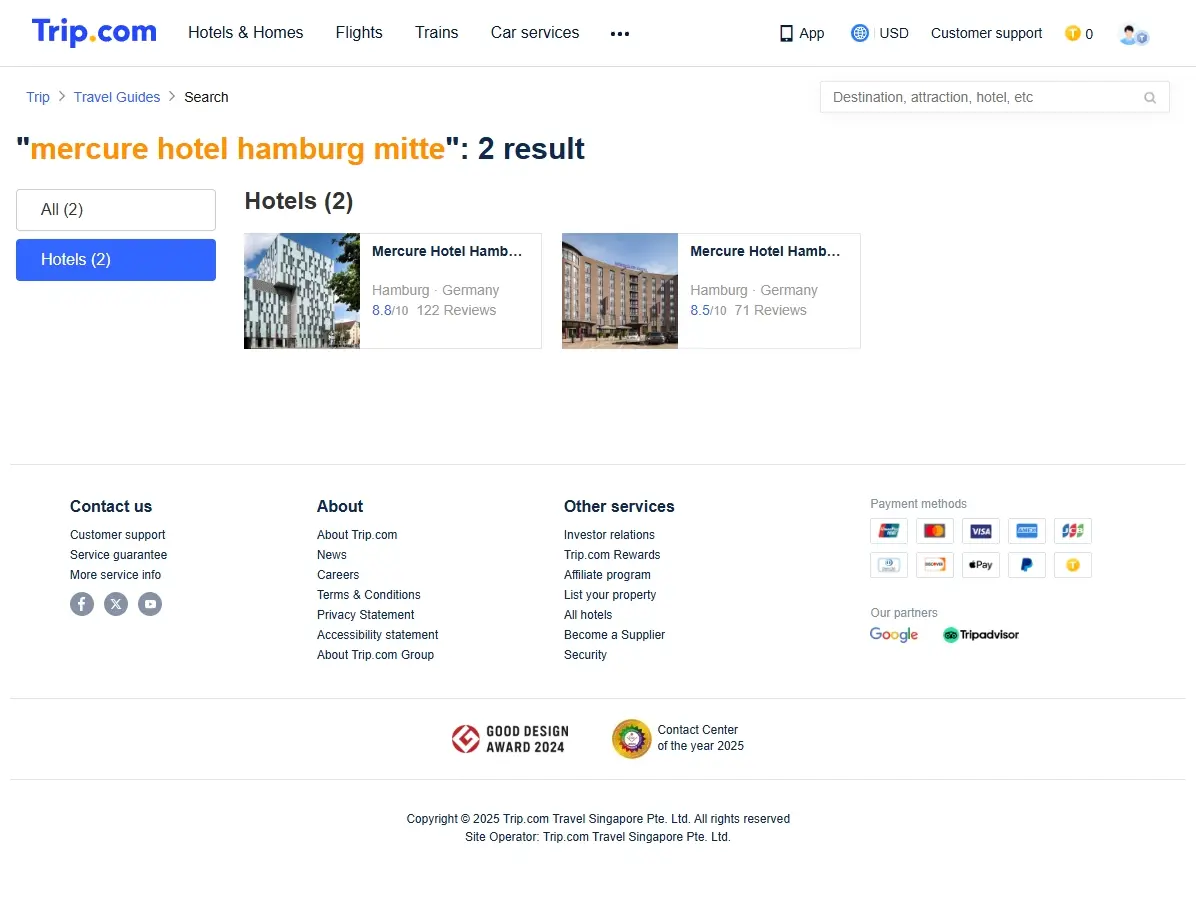 Sonderangebote für das Mercure Hotel Hamburg Mitte auf Trip.com