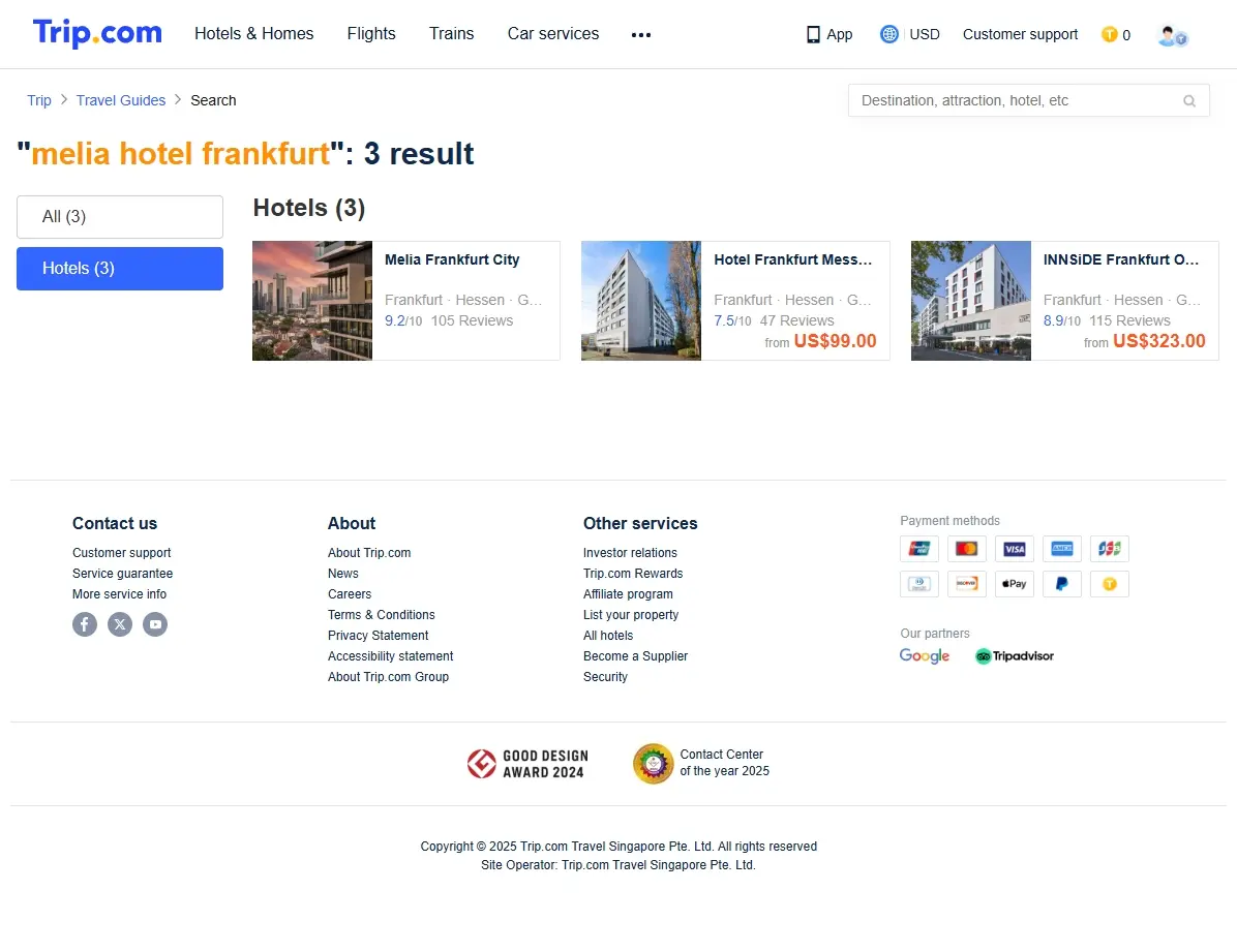 Spezielle Hotelangebote für Meliá Hotel Frankfurt auf Trip.com