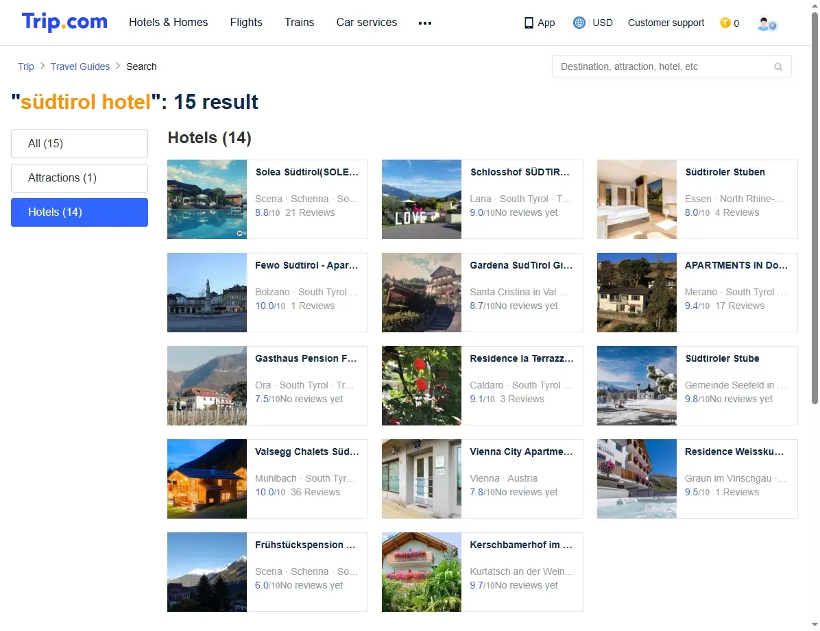 Sonderangebote für Südtirol Hotels