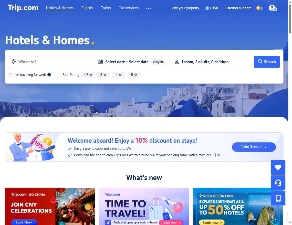 Screenshot einer Hotel-Angebotsseite mit Rabatten für Amsterdam