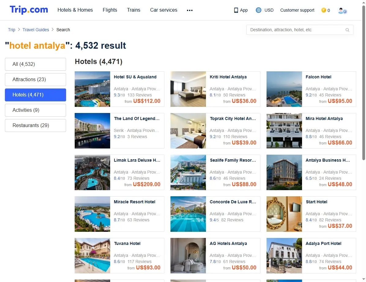 Spezialangebote für Hotels in Antalya