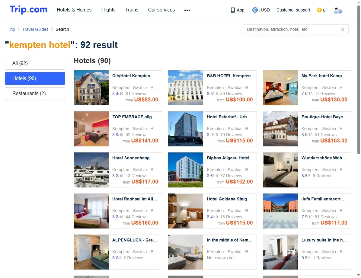 Spezialangebote für Hotels in Kempten