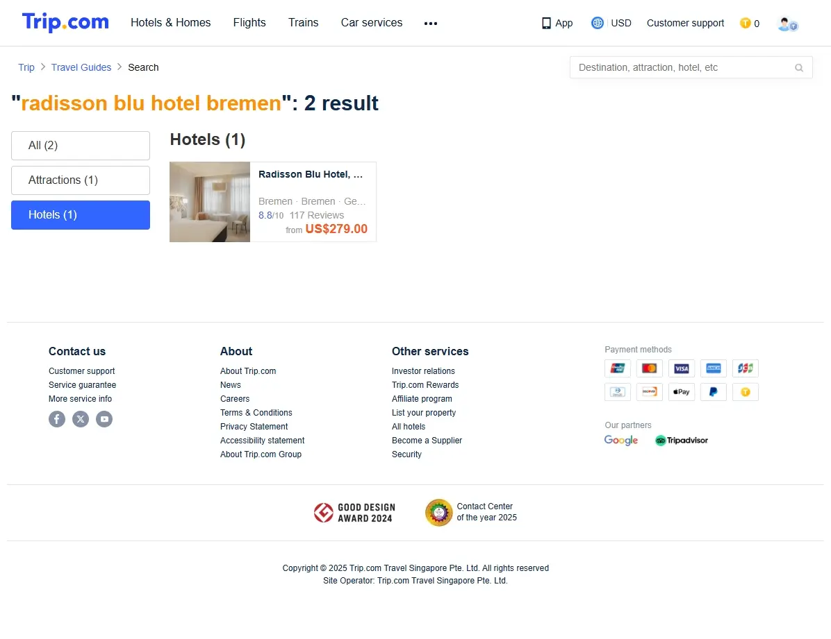 Spezialangebote für das Radisson Blu Hotel Bremen