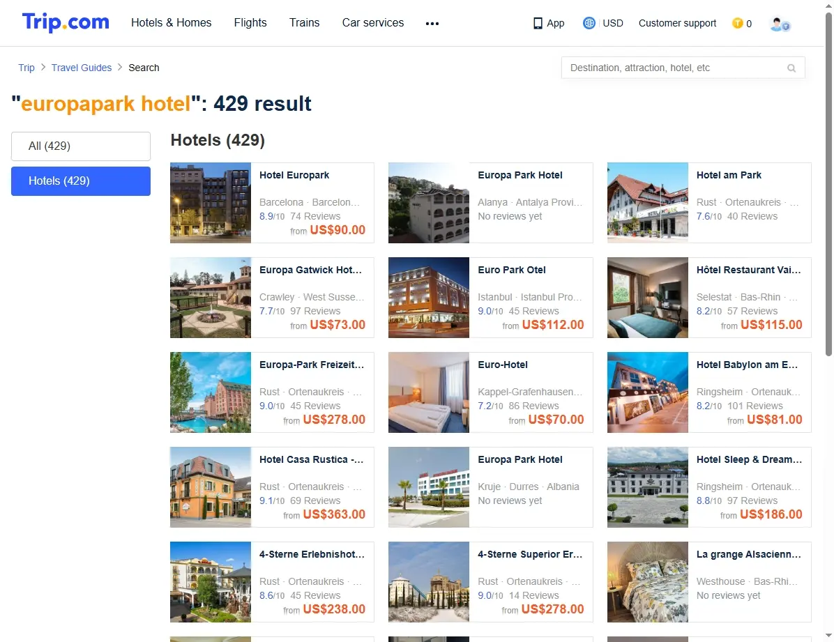 Spezialangebote für Europapark Hotels