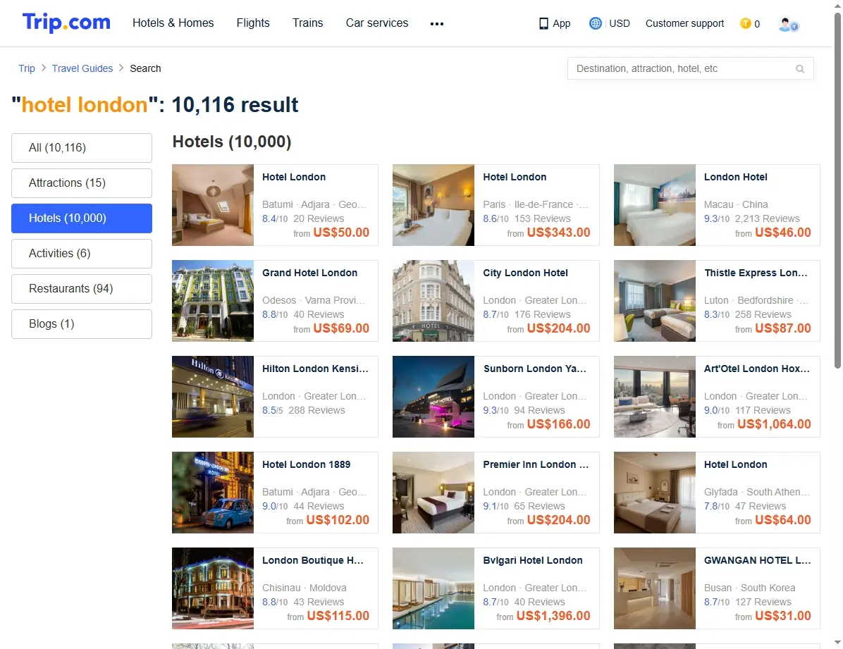 Spezielle Angebote für Hotels in London auf Trip.com