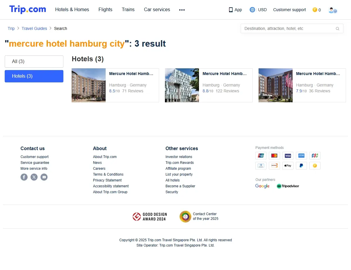 Sonderangebote für das Mercure Hotel Hamburg City