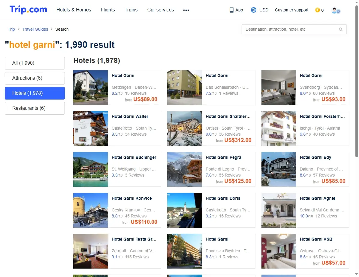 Spezialangebote für Hotel Garni Buchungen auf Trip.com