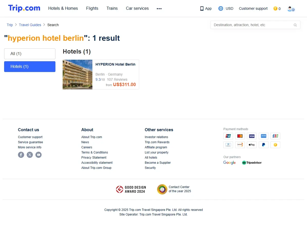 Spezielle Hotelangebote für das Hyperion Hotel Berlin auf Trip.com
